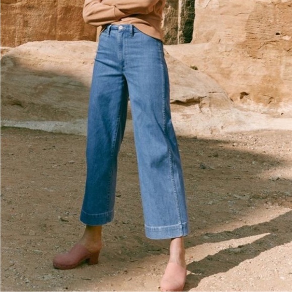 Madewell Denim - Madewell Emmett Wide-Leg Crop Rosalie Wash Medium Denim Jeans Women’s Size 26